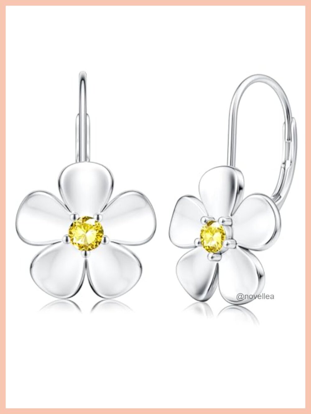 925 Sterling Silver Plumeria Flower Dangle Leverback Earrings
